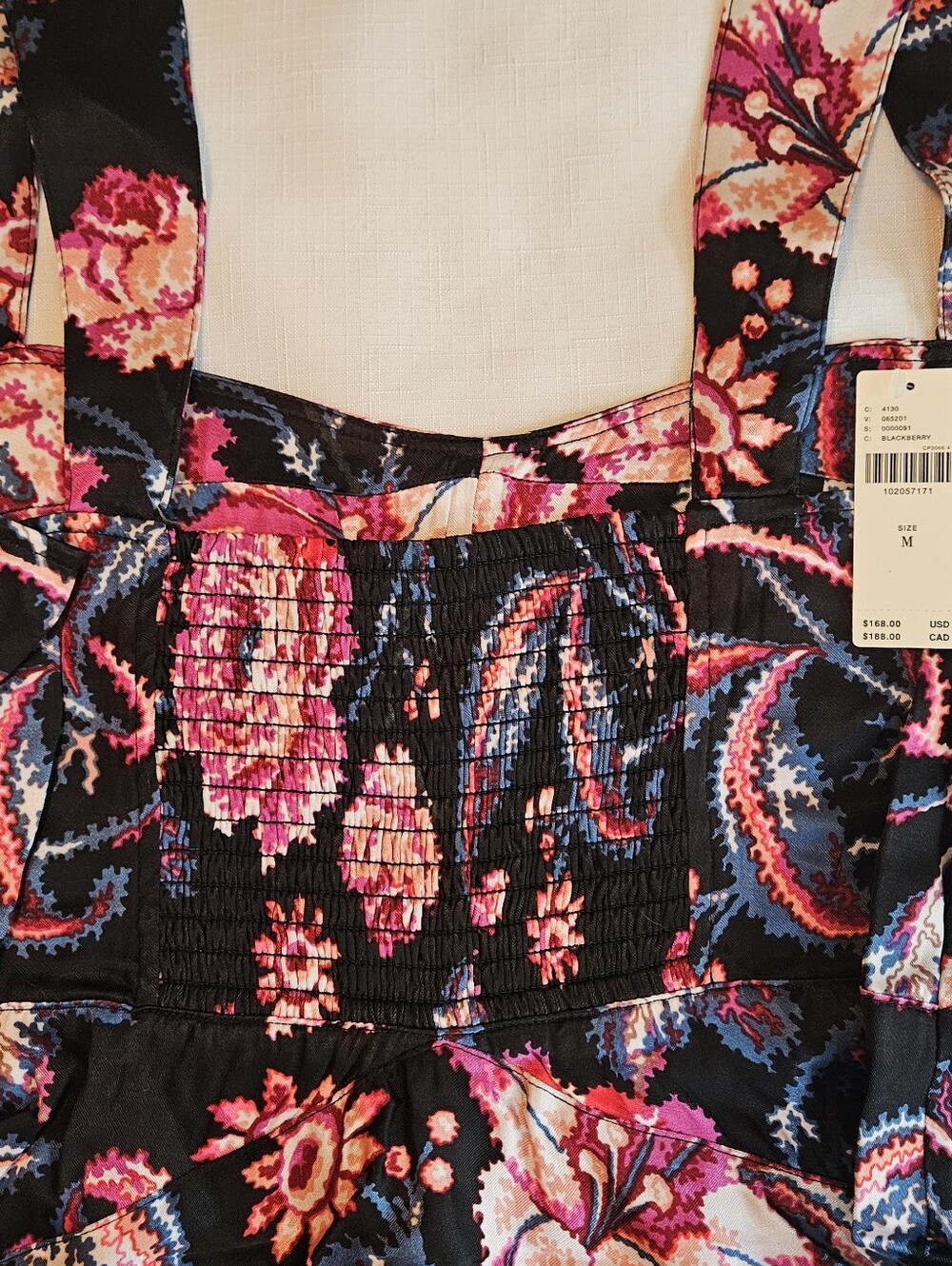 Anthropologie The Jocelyn Black Pink Floral Sleeveless Slip Midi Dress by Maeve - Picture 6 of 6